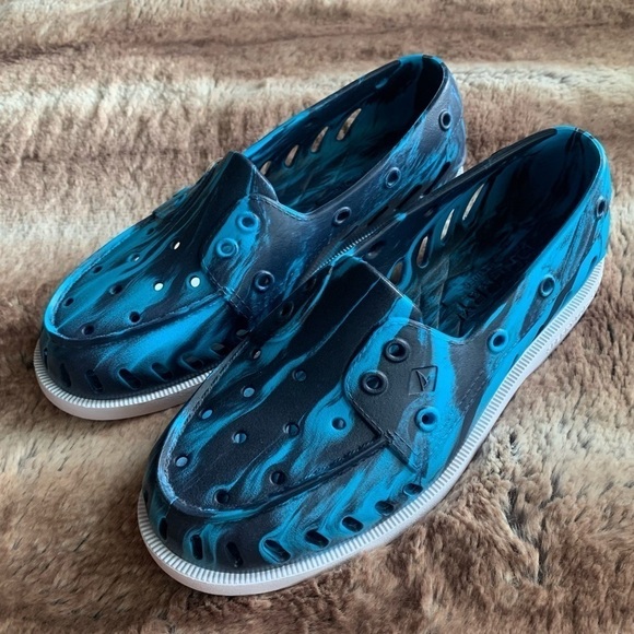Sperry Original Float Marbled Blue Boat Shoes - Picture 2 of 6